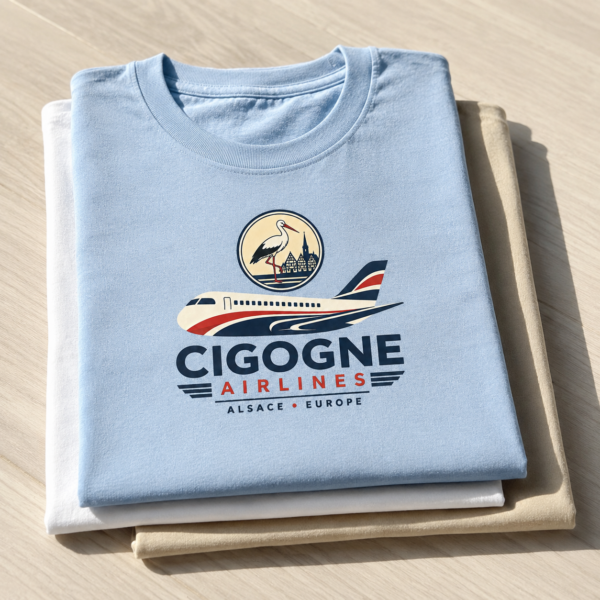 Quelques t-shirts Cigogne AIrlines, design avion vintage