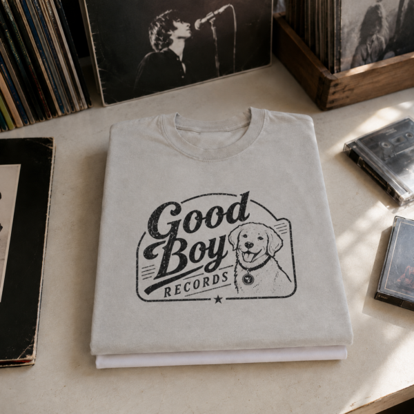 Des T-shirts Good Boy Records, design label retro et ami des chiens