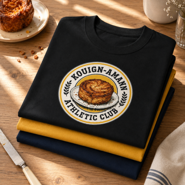 T-shirts Kougn-amann Athletic Club pliés , design breton humoristique