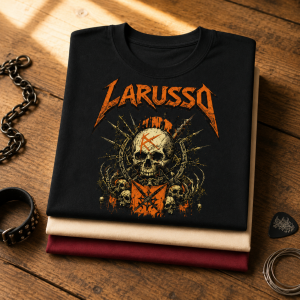 T-shirts Larusso Metal , design metal parodique