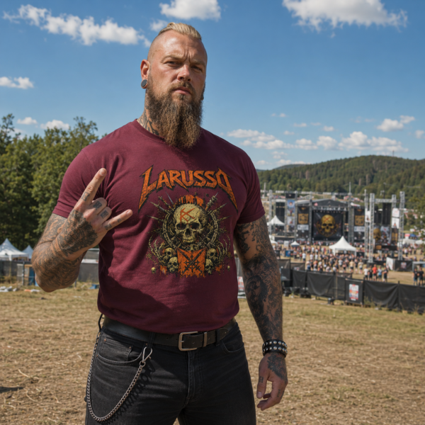 Un viking porte le t-shirt Larusso Metal