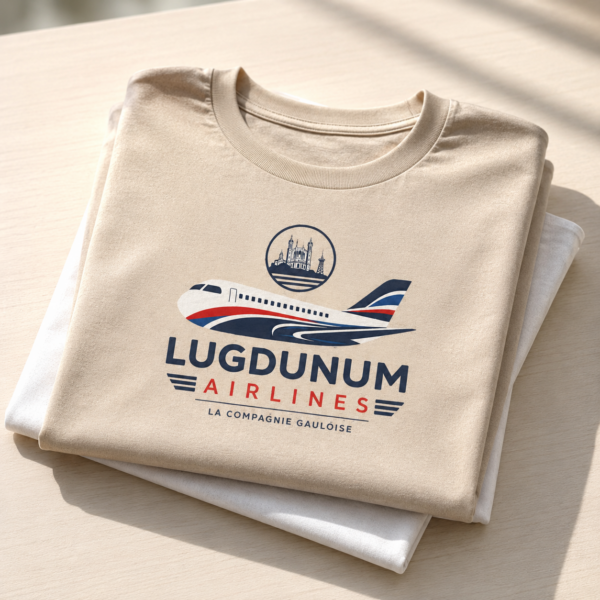 Des t-shirts Lugdunum Airlines, design avion retro lyonnais
