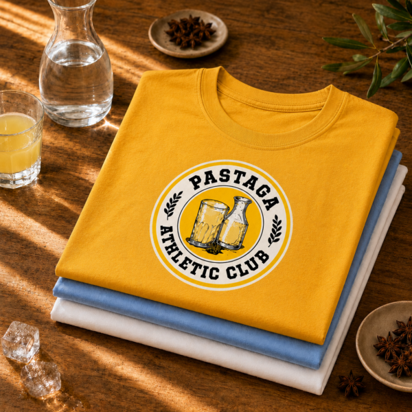 T-shirts Pastaga Athletic Club pliés , design pastis humoristique