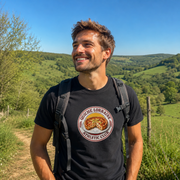 Homme avec un t-shirt Quiche Lorraine Athletic Club