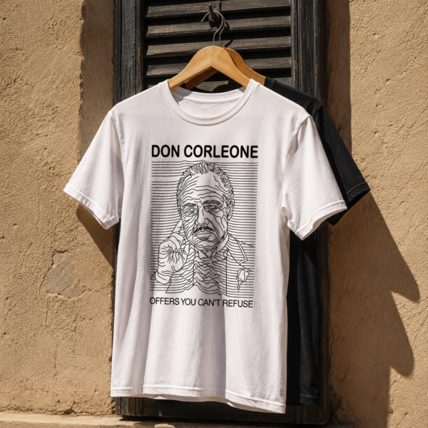 T-shirt Don Corleone Offers You Can’t Refuse avec portrait en lignes noires