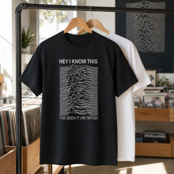 T-shirt noir Joy Division TikTok avec paysage Unknown Pleasures