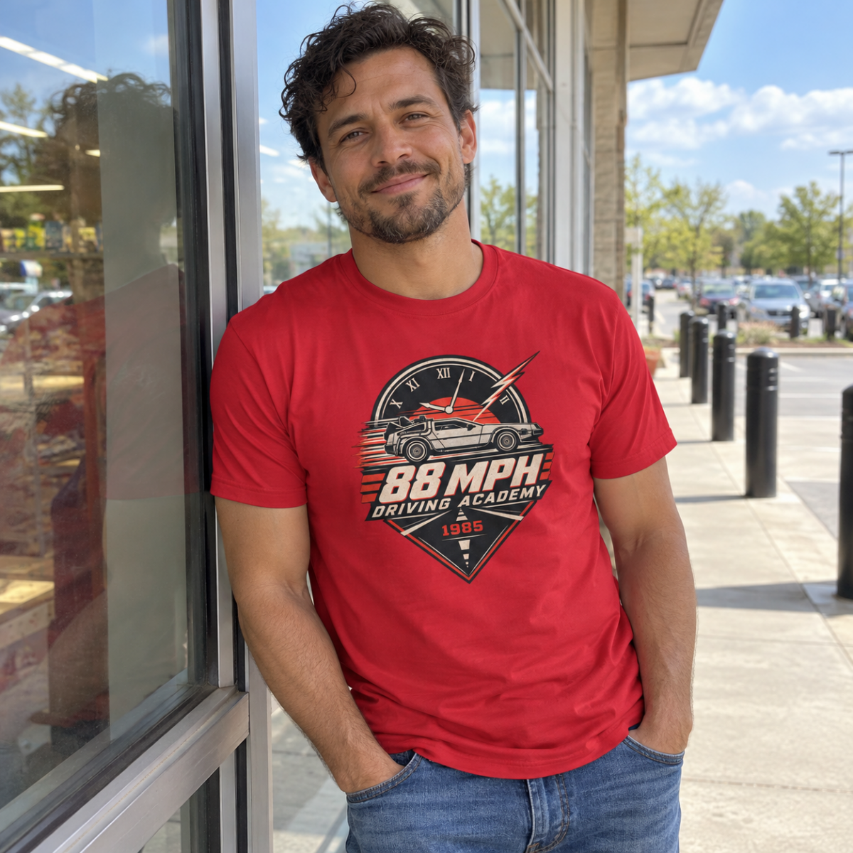 Homme portant le t-shirt 88 MPH Retour vers le Futur