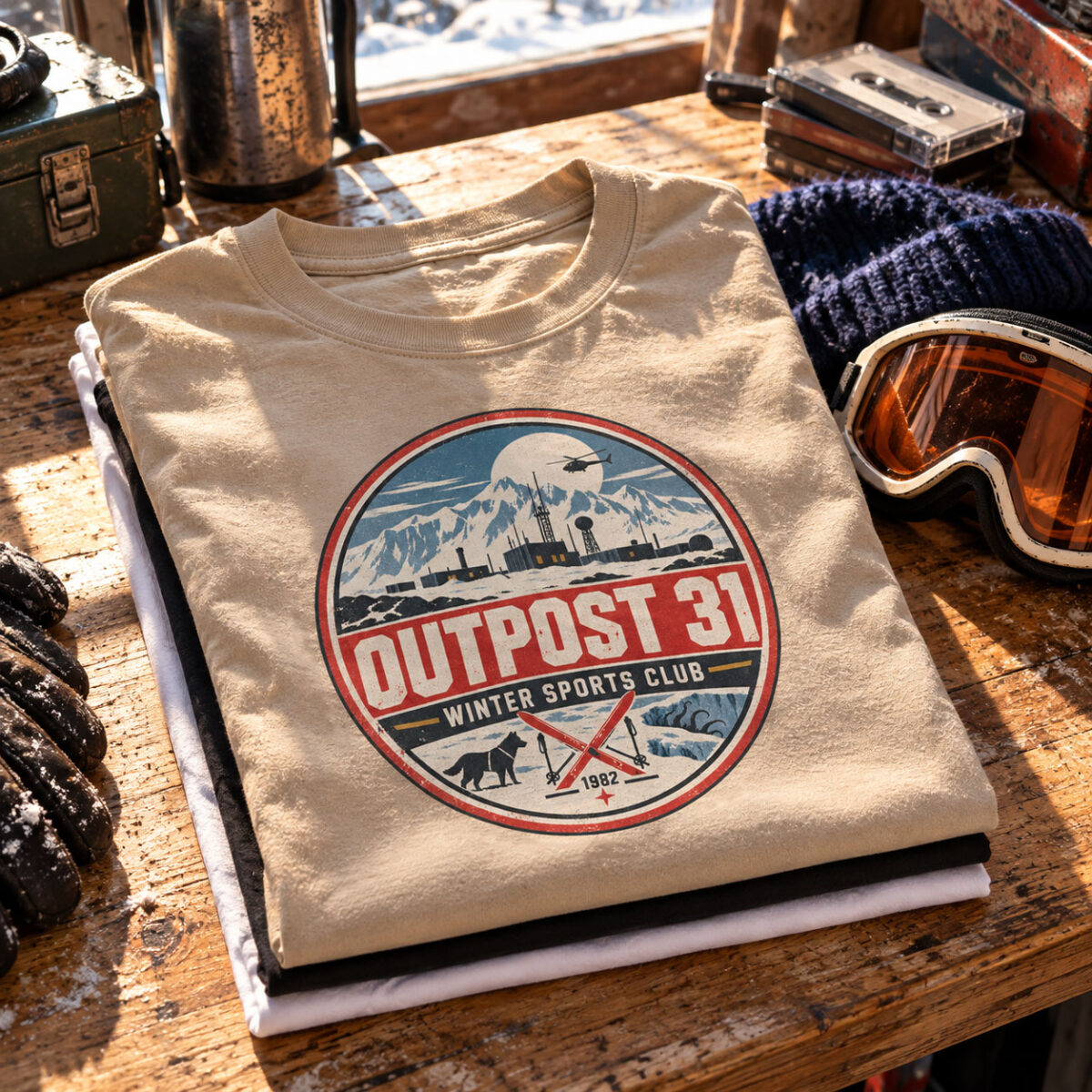- T-shirt Outpost 31 Winter Sports Club plié, hommage à The Thing